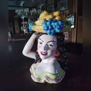 Carmen Miranda Fruit Hat 2005 Retro Cookie Jar By Casual Home Beautiful!